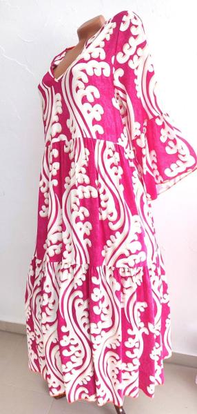 Sommerkleid Maxi Damen Kleid luftig weit Hängerchen mit Taschen PINK made in Italy 3