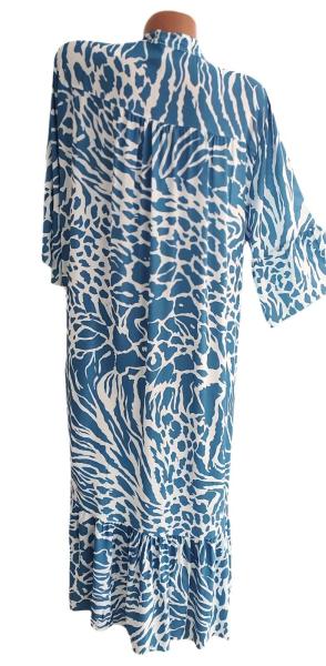 schickes Sommer Maxi Kleid mit Animal print - blau 4