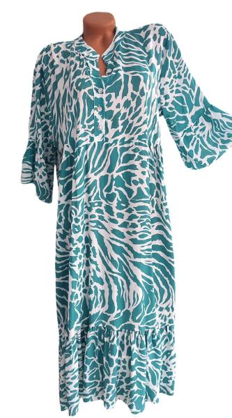 schickes Sommer Maxi Kleid mit Animal print - petrol