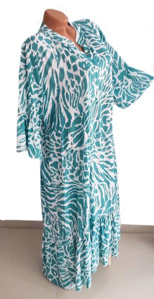 schickes Sommer Maxi Kleid mit Animal print - petrol 1