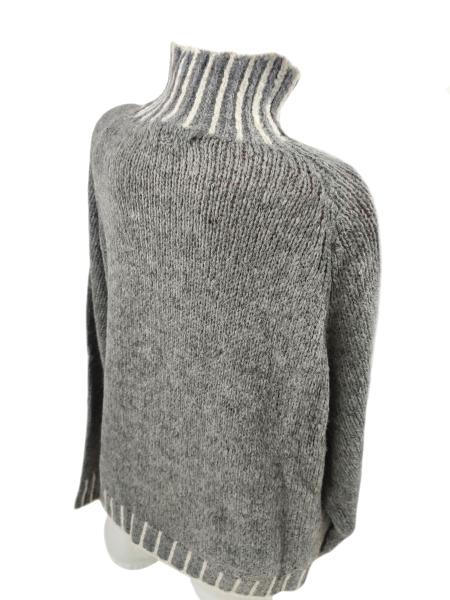 kuschelweicher Damen Rollkragen Pullover Turtleneck hellgrau / weiß 6