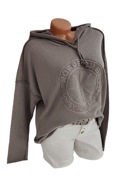 trendiger Damen Hoodie 3D Stern 36 - 42 schlamm