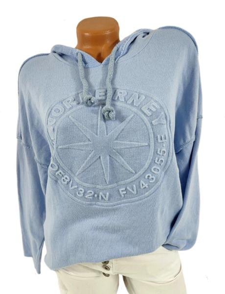 trendiger Damen Hoodie 3D Stern 36 - 42 hellblau 1