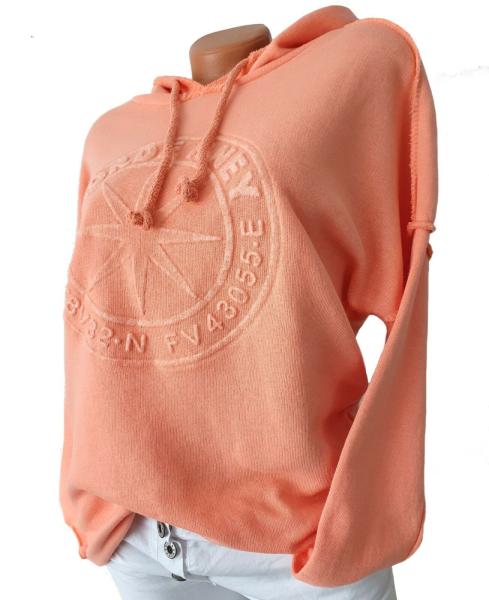 trendiger Damen Hoodie 3D Stern 36 - 42 orange 3