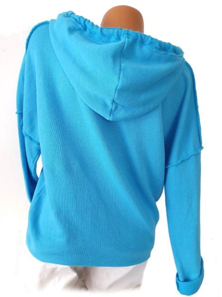 trendiger Damen Hoodie 3D Stern 36 - 42 türkis 4