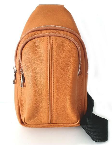 Sportlicher Rucksack Bodybag echt Leder, vorne