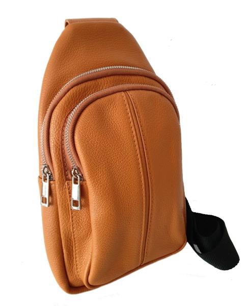 Sportlicher Rucksack Bodybag echt Leder, Seite links