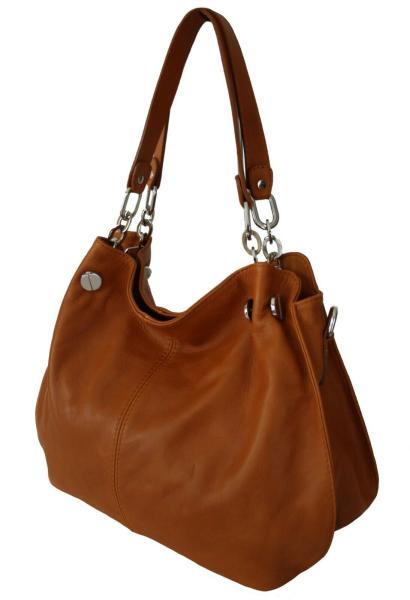 Schultertasche echt Leder cognac 1004