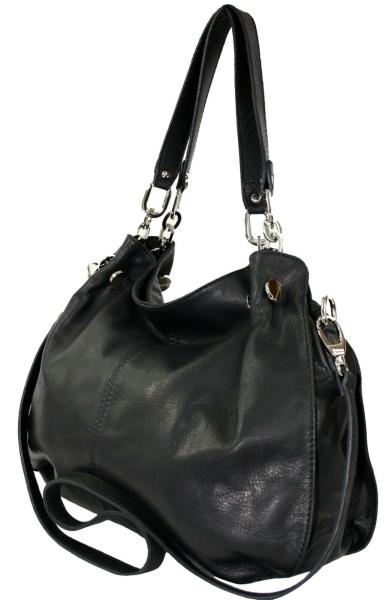 Schultertasche echt Leder schwarz 1004