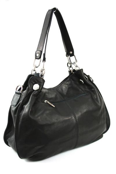 Schultertasche echt Leder schwarz 1004