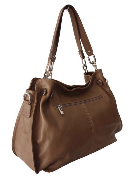 Schultertasche echt Leder taupe 1004