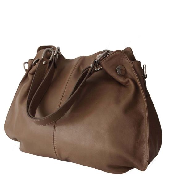 Schultertasche echt Leder taupe 1004