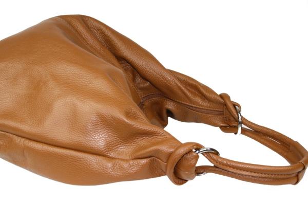 schöne Schultertasche echt Leder made in Italy hellbraun 4