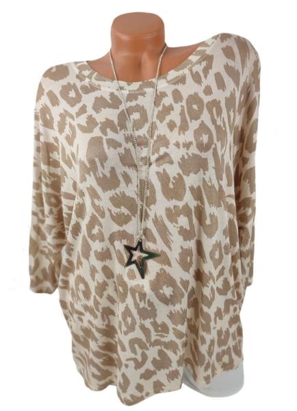 trendiges Shirt mit Leo-Muster beige  3