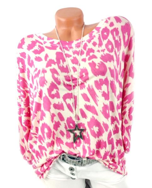 trendiges Shirt mit Leo-Muster pink 1