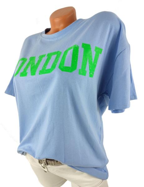 Damen T-Shirt mit Schriftzug London blau  seite 1