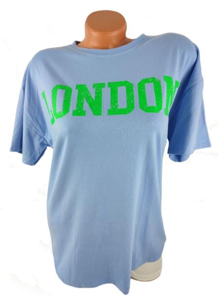 Damen T-Shirt mit Schriftzug London blau  vorne 2