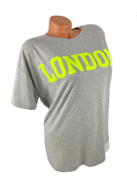 Damen T-Shirt mit Schriftzug London grau  seite 1