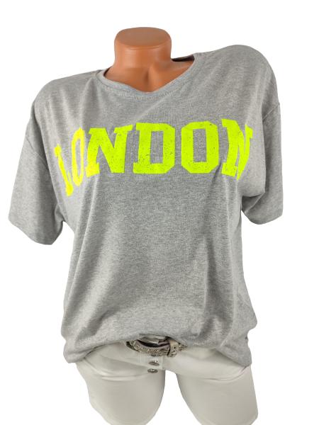 Damen T-Shirt mit Schriftzug London grau  vorne 1